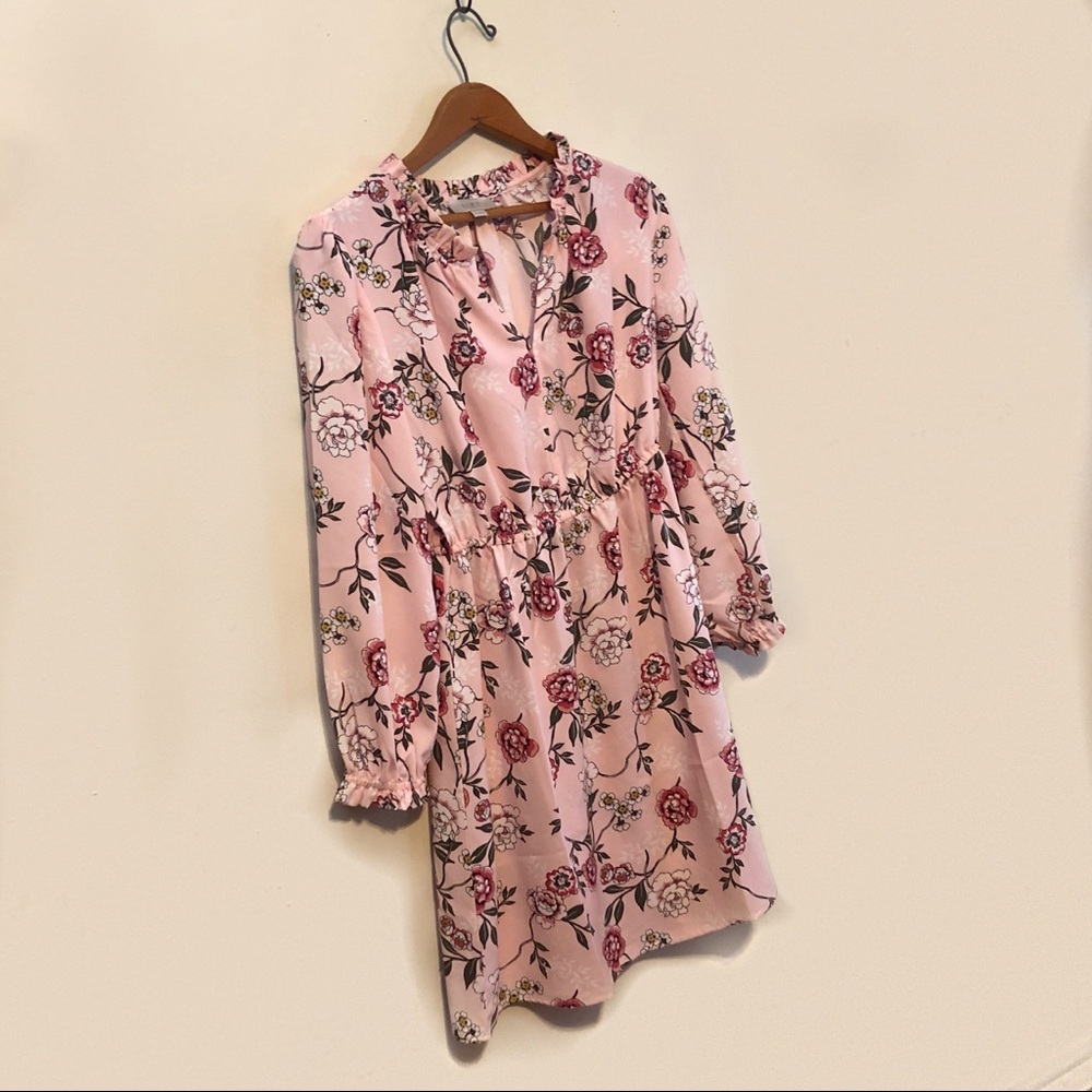 LOFT pink floral mini dress